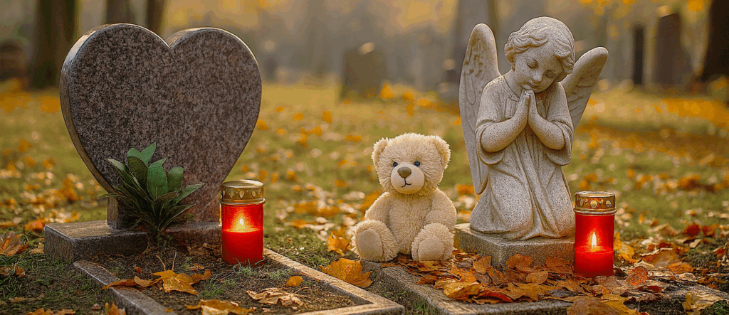 Kindergrab mit Teddy